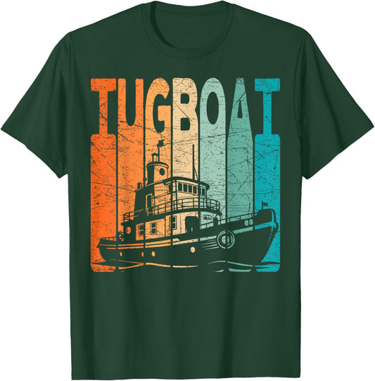 Tugboat Vintage Tugboat Captain Retro T-Shirt - T-Shirt | Forest