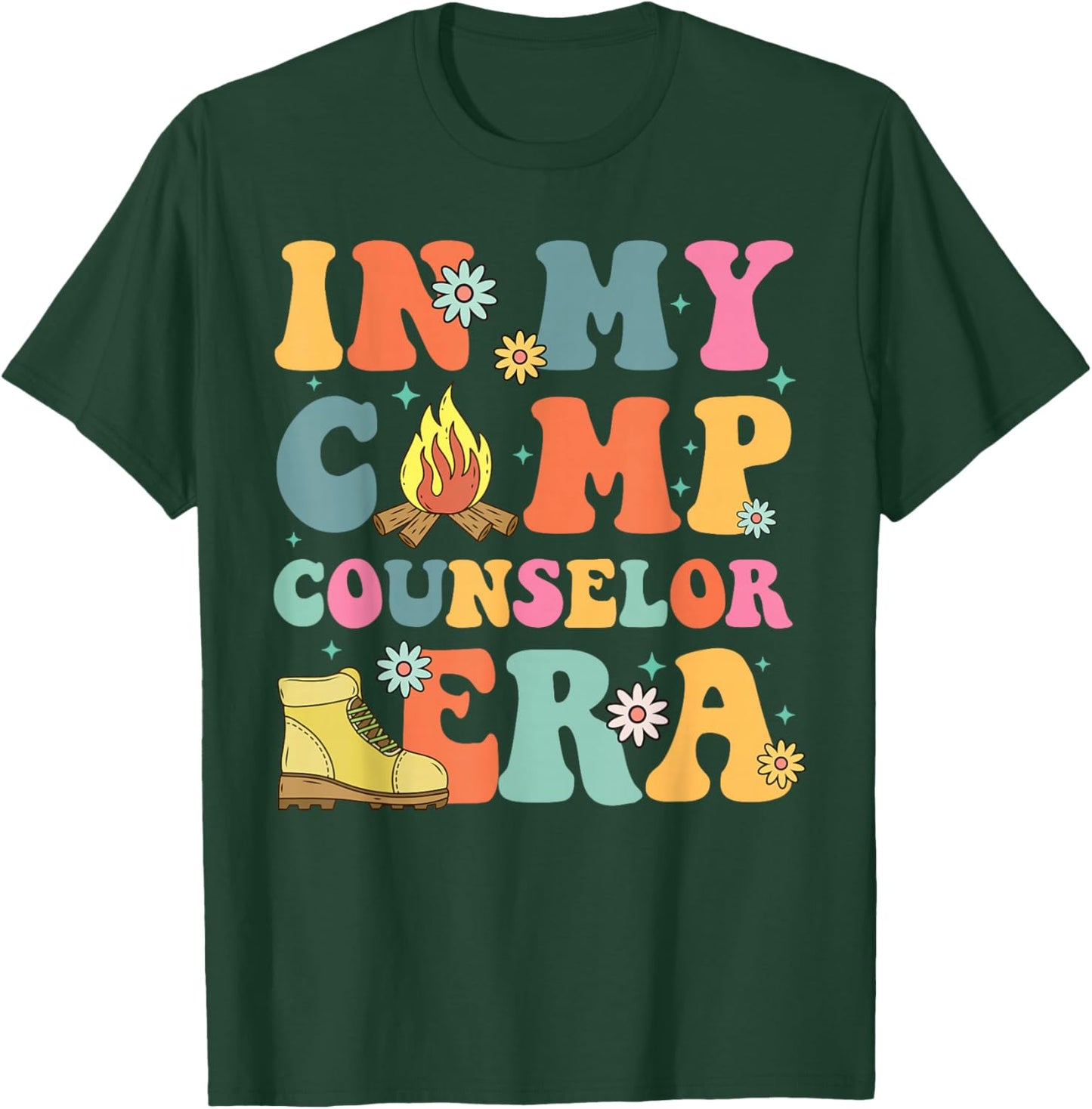 In My Camp Counselor Era Retro Groovy Summer Camp Counselor T-Shirt - T-Shirt | Forest