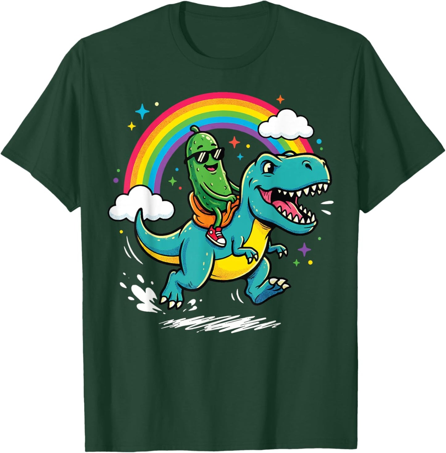 Pickles Riding A T-Rex Pickles T-Shirt - T-Shirt | Forest