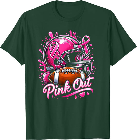 Pink Out Tackle Breast Cancer Awareness American Football T-Shirt - T-Shirt | Forest
