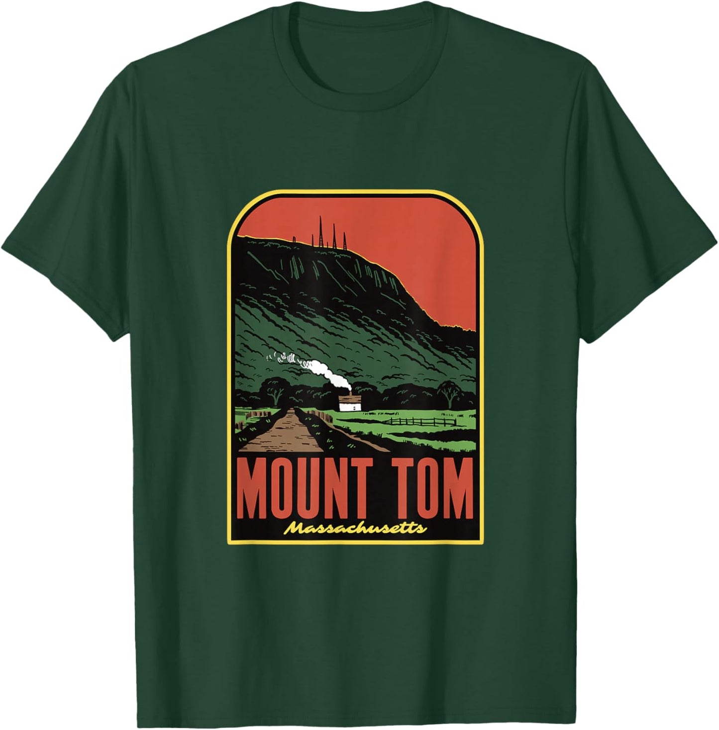 Mount Tom Massachusetts Retro T-Shirt - T-Shirt | Forest
