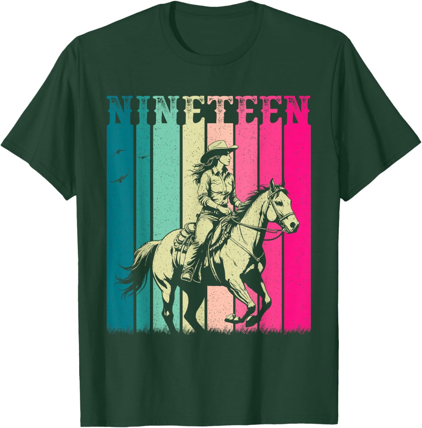 Cowgirl 19th Birthday Girls 19 Year Old Western Rodeo Party T-Shirt - T-Shirt | Forest