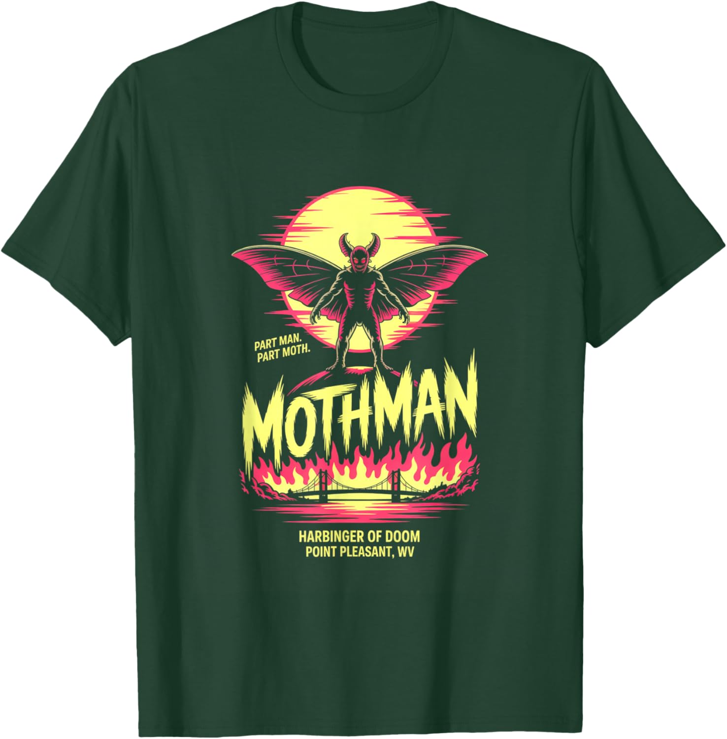 Part Man Part Moth Mothman Harbinger of Doom T-Shirt - T-Shirt | Forest