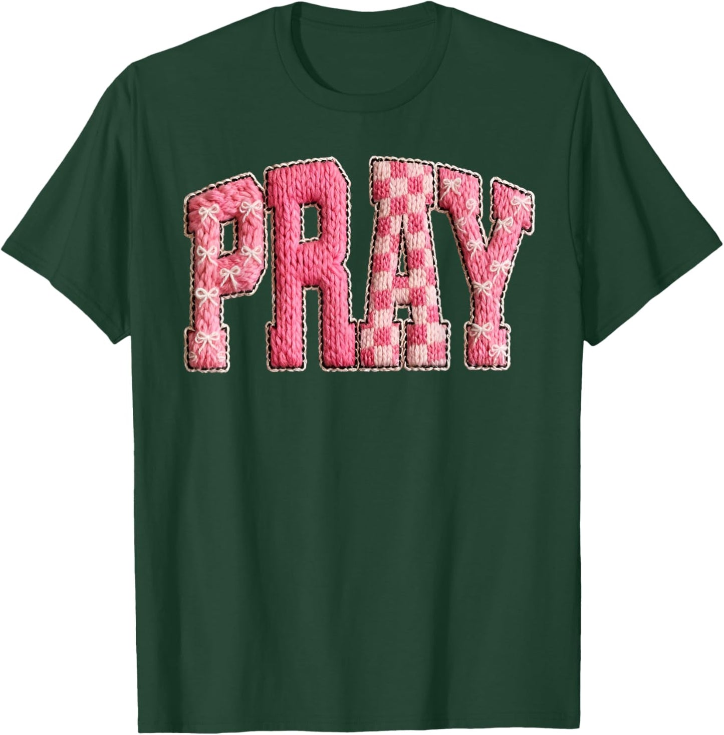 Pray Jesus Love Crochet Christian Faith Bible Verse Religion T-Shirt - T-Shirt | Forest