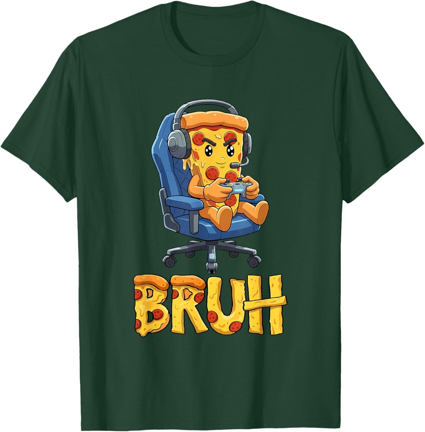 Bruh Pizza Gamer Funny Gaming Meme for Gamer Boys Kids T-Shirt - T-Shirt | Forest