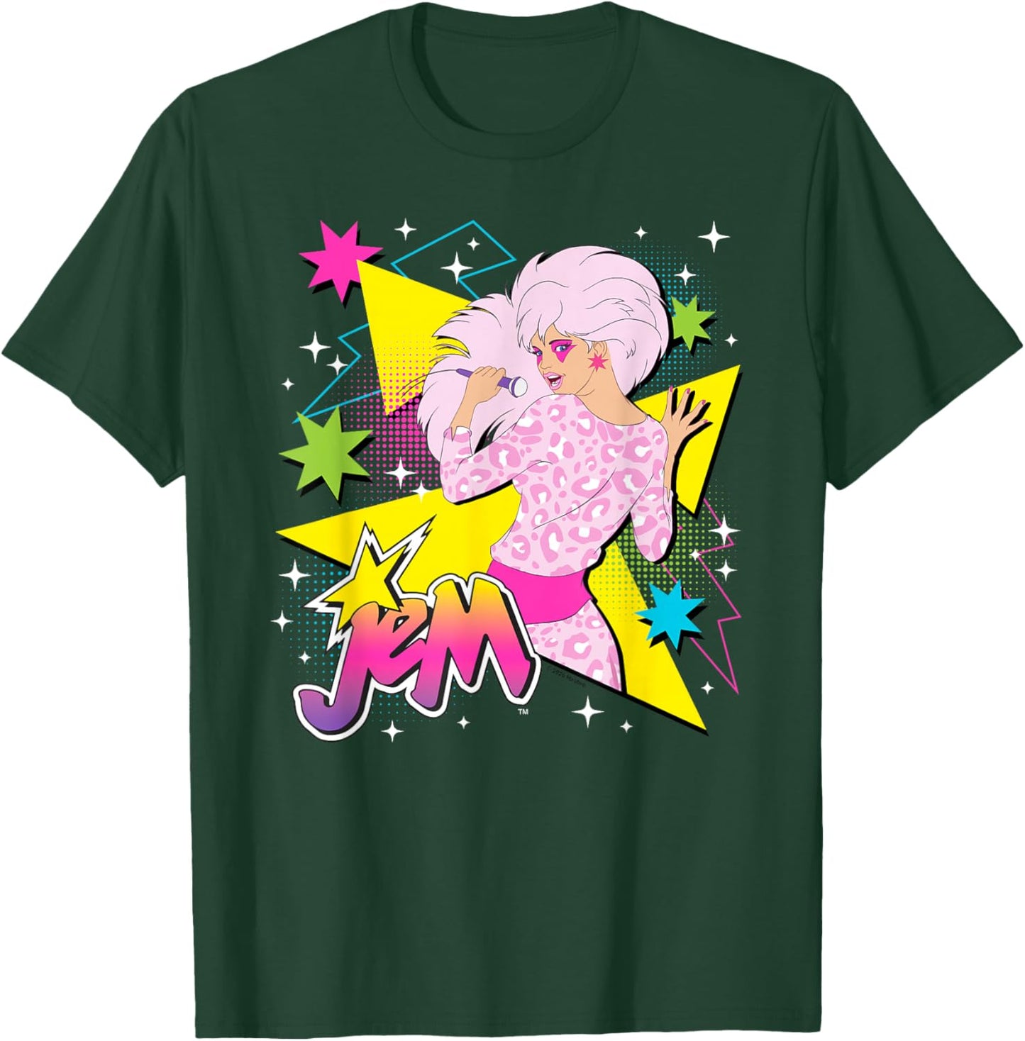 Jem and The Holograms Jem Pop Star Singing Stars & Geometric T-Shirt - T-Shirt | Forest