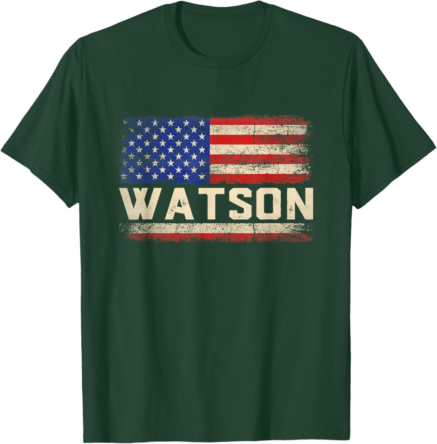 Watson Last Name Shirt Watson Name American Flag T-Shirt - T-Shirt | Forest