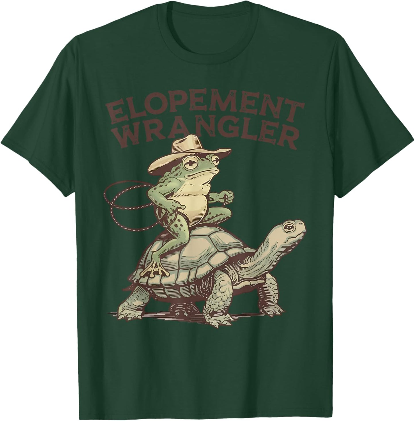 Cowboy Frog Riding Turtle ABA Therapist Elopement Wrangler T-Shirt - T-Shirt | Forest