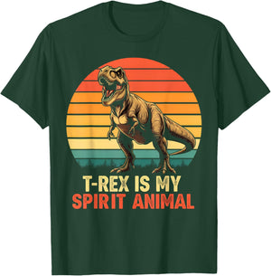 T-Rex is My Spirit Animal Funny Dinosaur Fan Retro Graphic T-Shirt - T-Shirt | Forest