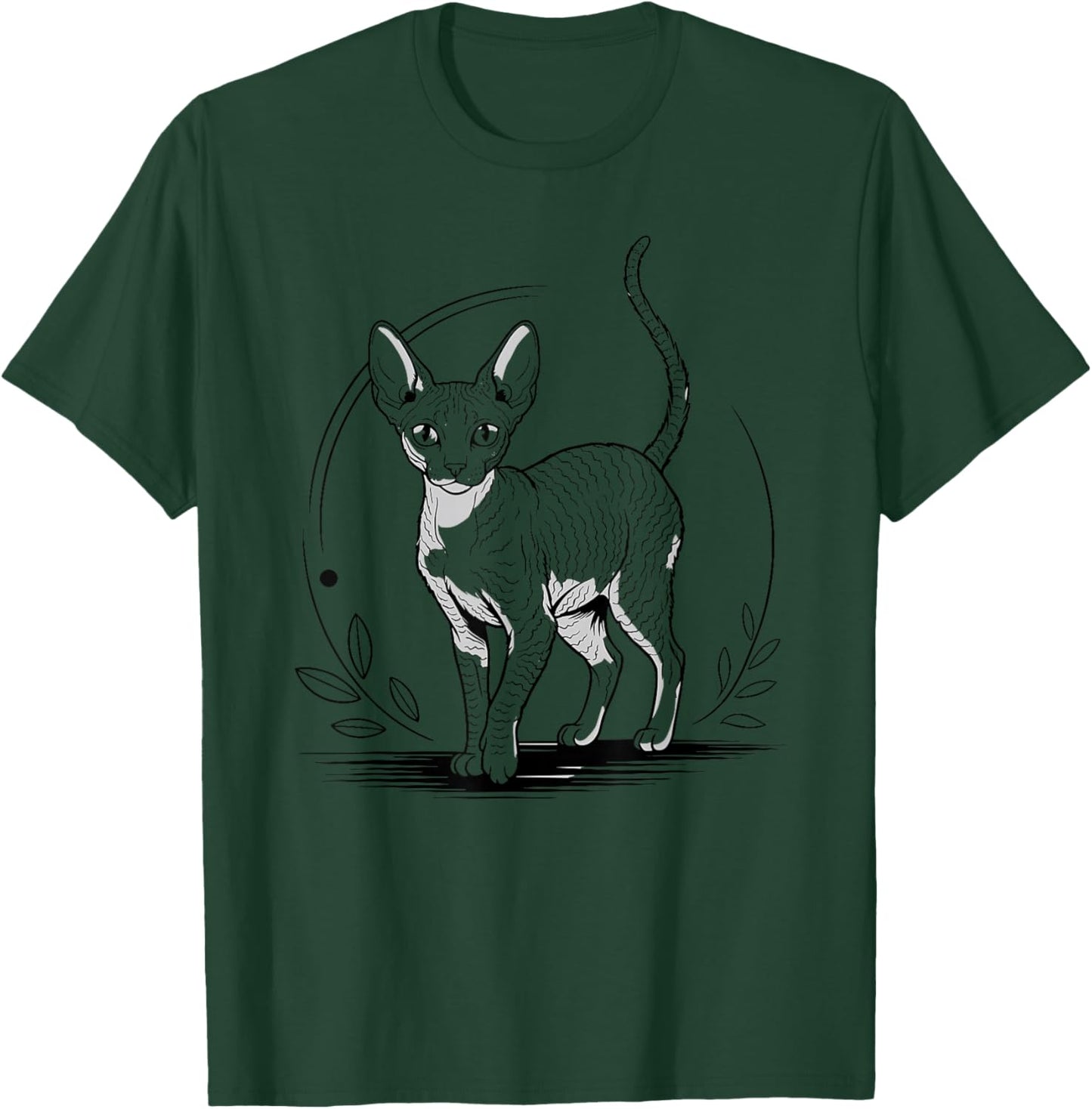 Line Art Cornish Rex Minimalist T-Shirt - T-Shirt | Forest