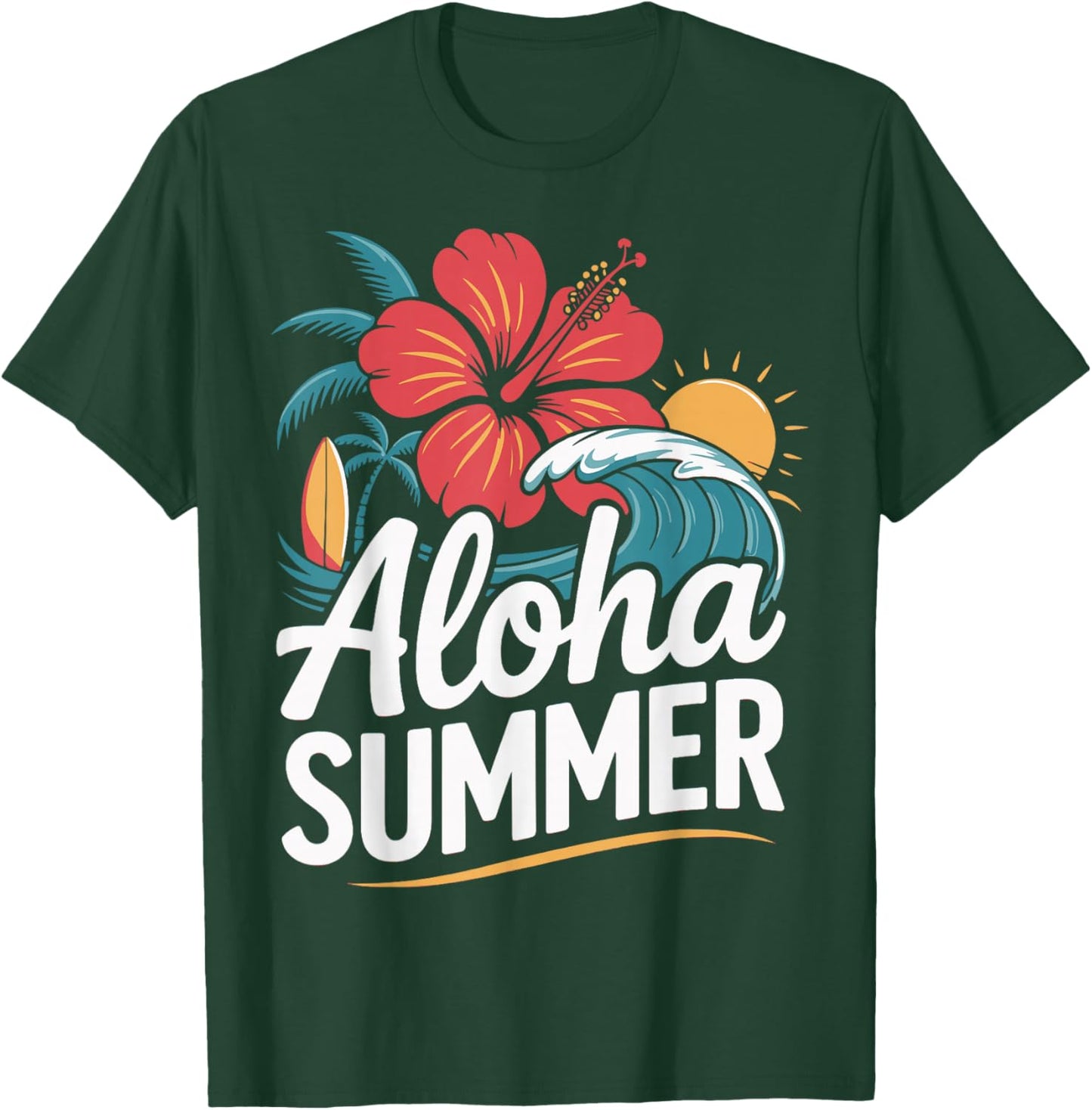 Aloha Summer Hawaiian Teacher Last Day of School Beach Lover T-Shirt - T-Shirt | Forest