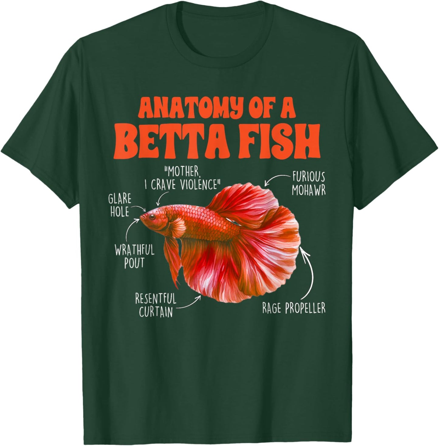 Betta Fish Fishkeeper Aquarium Anatomy Of A Betta Fish T-Shirt - T-Shirt | Forest