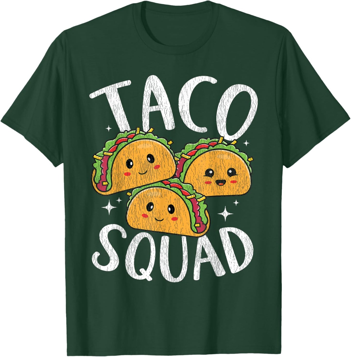 Kawaii Taco Squad For Tacos Lover Men Women Kids Vintage T-Shirt - T-Shirt | Forest