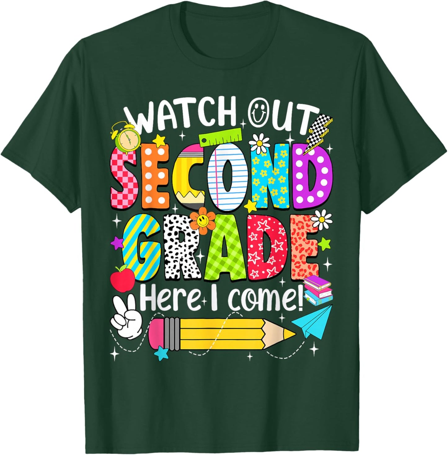 Watch Out Second Grade Here I Come Back to School Boys Girls T-Shirt - T-Shirt | Forest
