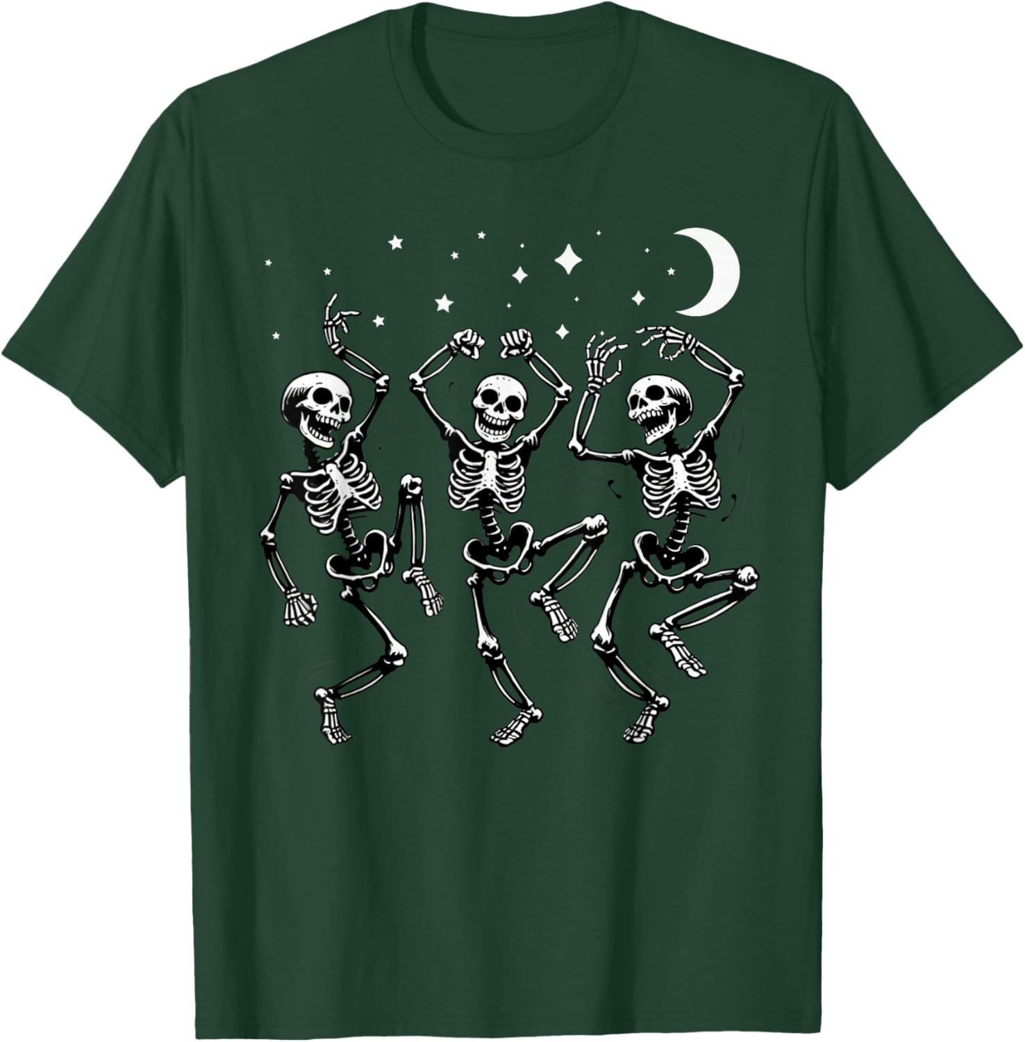 Skeleton Dancing Under The Moon Funny Halloween Skull Dance T-Shirt - T-Shirt | Forest