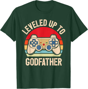 Leveled Up To Godfather Video Gamer Retro T-Shirt - T-Shirt | Forest