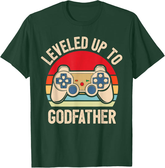 Leveled Up To Godfather Video Gamer Retro T-Shirt - T-Shirt | Forest