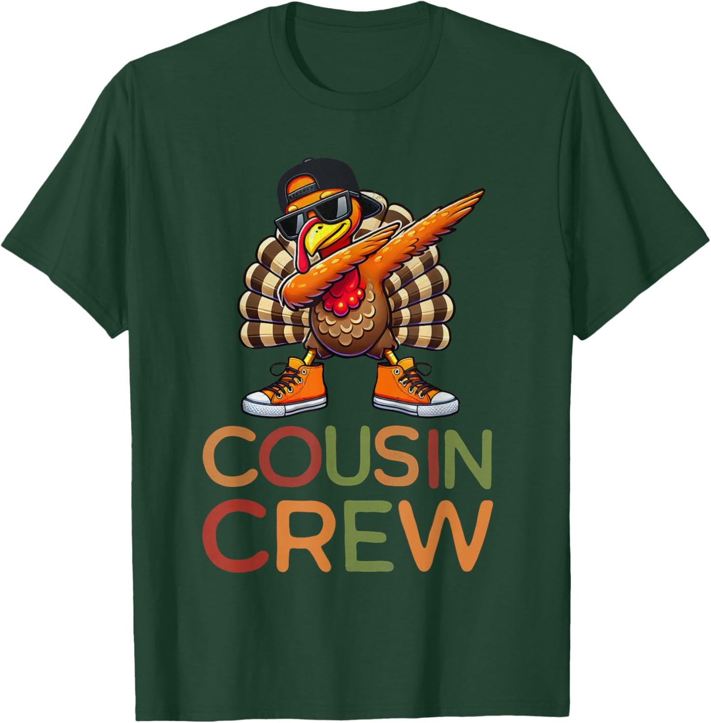 Thanksgiving Cousin Crew Matching Kids Dabbing Turkey Boys T-Shirt - T-Shirt | Forest
