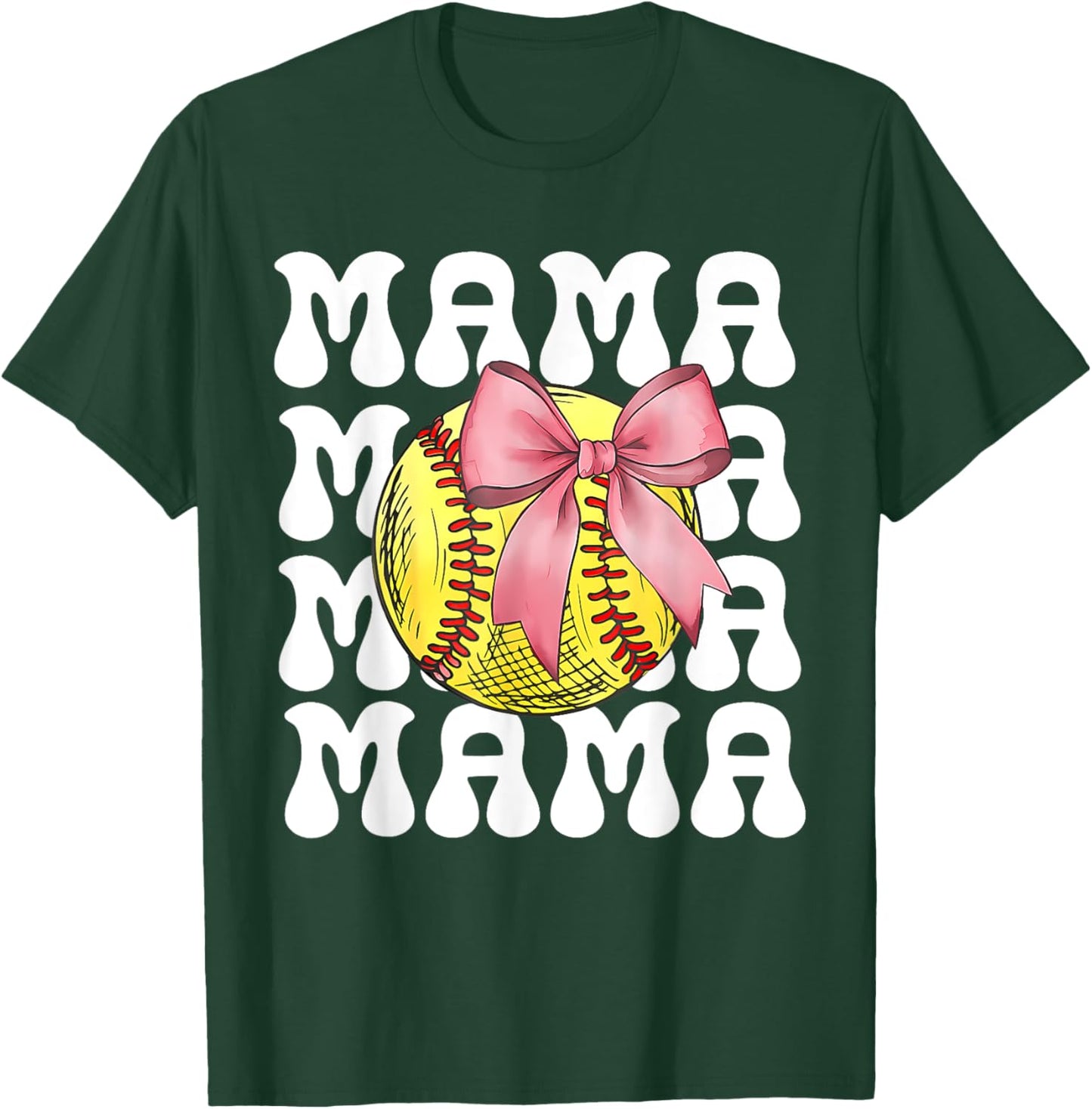 Women Softball Mama T-Shirt - T-Shirt | Forest