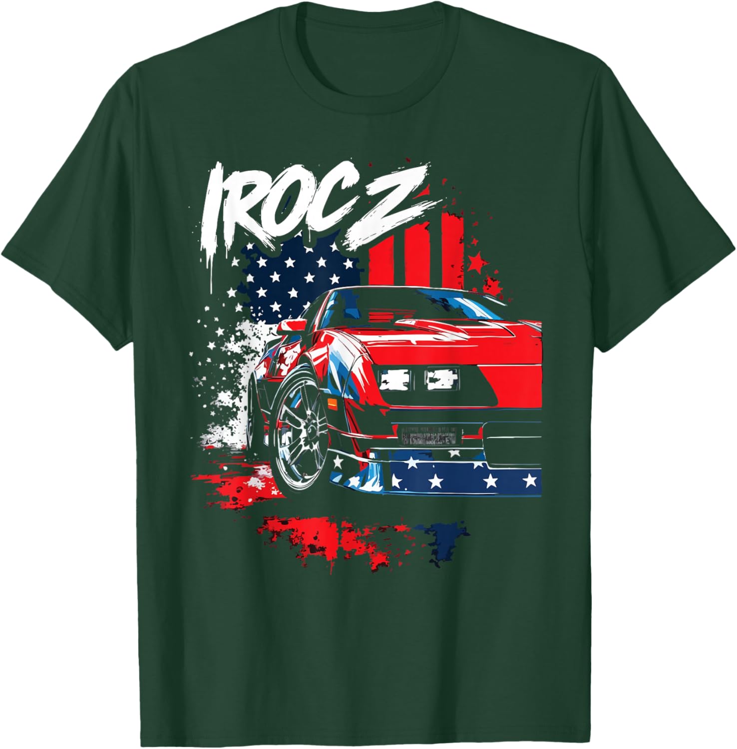 Patriotic Z28 1985 IROC Z USA Flag Fourth of July Muscle Car T-Shirt - T-Shirt | Forest