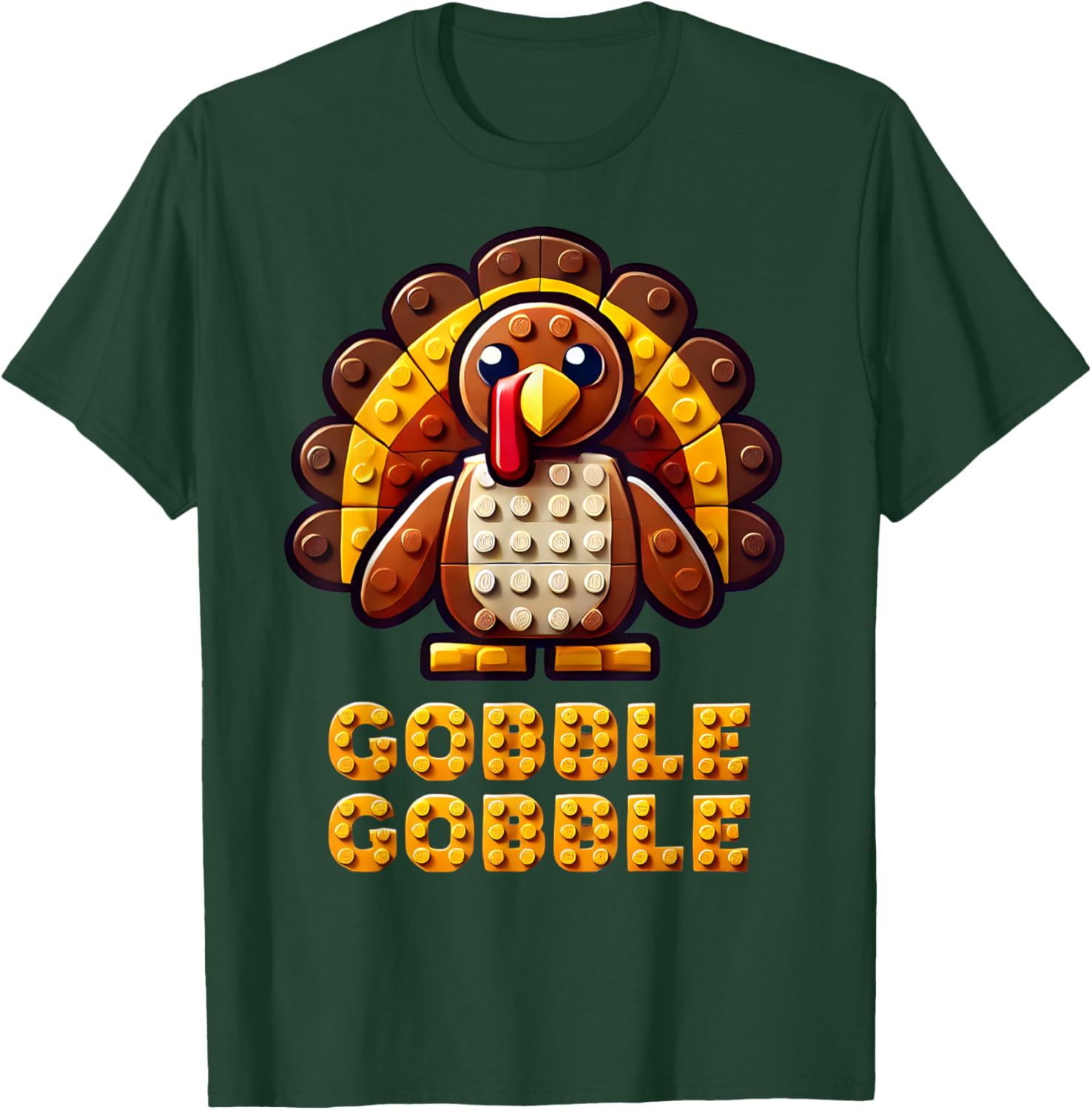 Play Building Blocks Turkey Thanksgiving Builder Boys Kids T-Shirt - T-Shirt | Forest