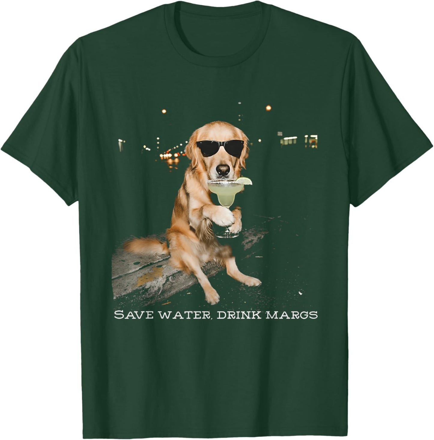 Save Water Drink Margs Golden Retriever Drinking Margarita T-Shirt - T-Shirt | Forest
