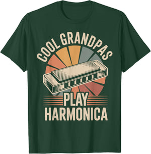 Cool Grandpas Play Harmonica Funny T-Shirt - T-Shirt | Forest