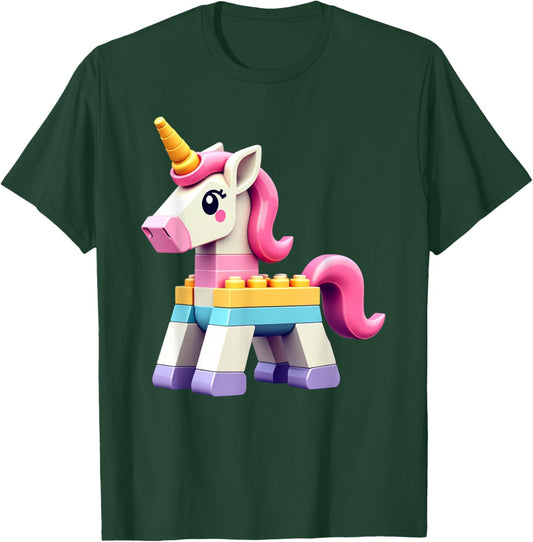 Master Builder Bricks Blocks Play Toys Unicorn Girls Kids T-Shirt - T-Shirt | Forest