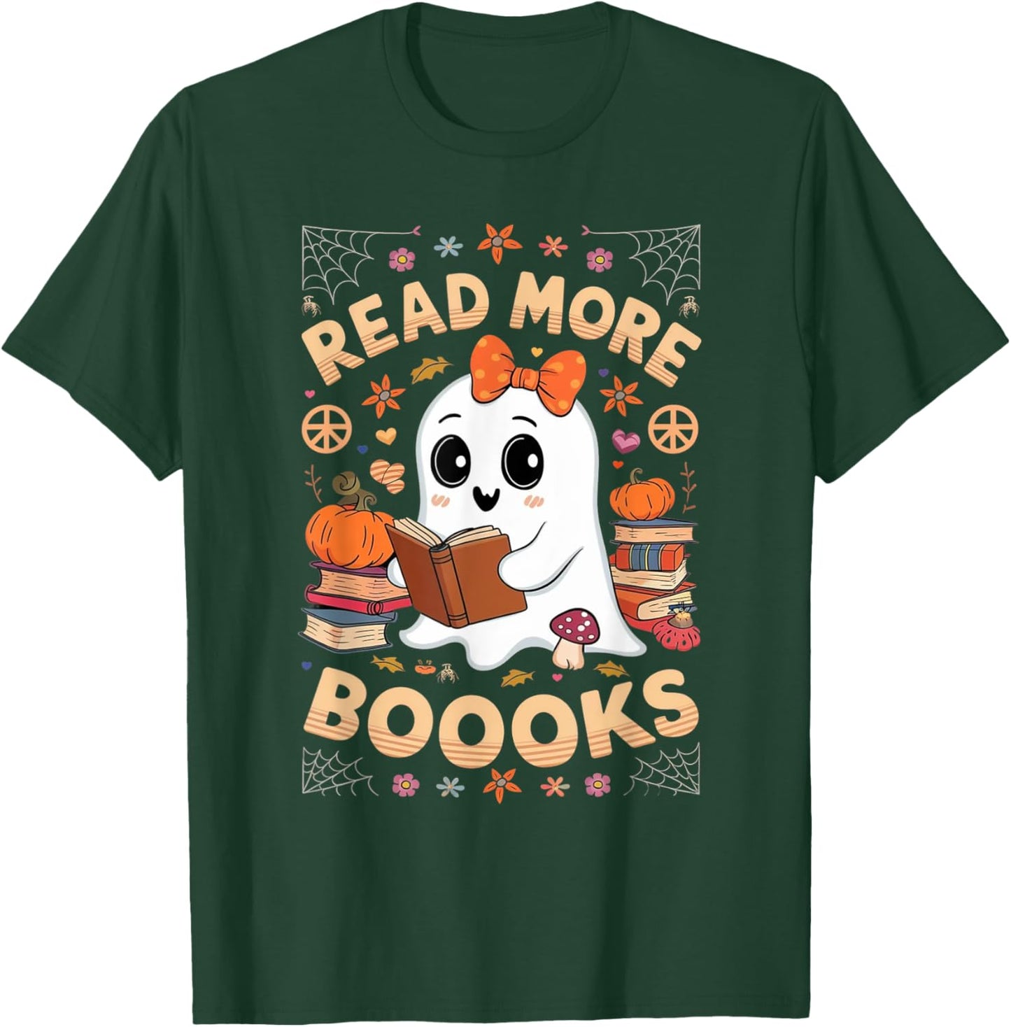Read More Books Boo Ghost Halloween Reading Books Teacher T-Shirt - T-Shirt | Forest