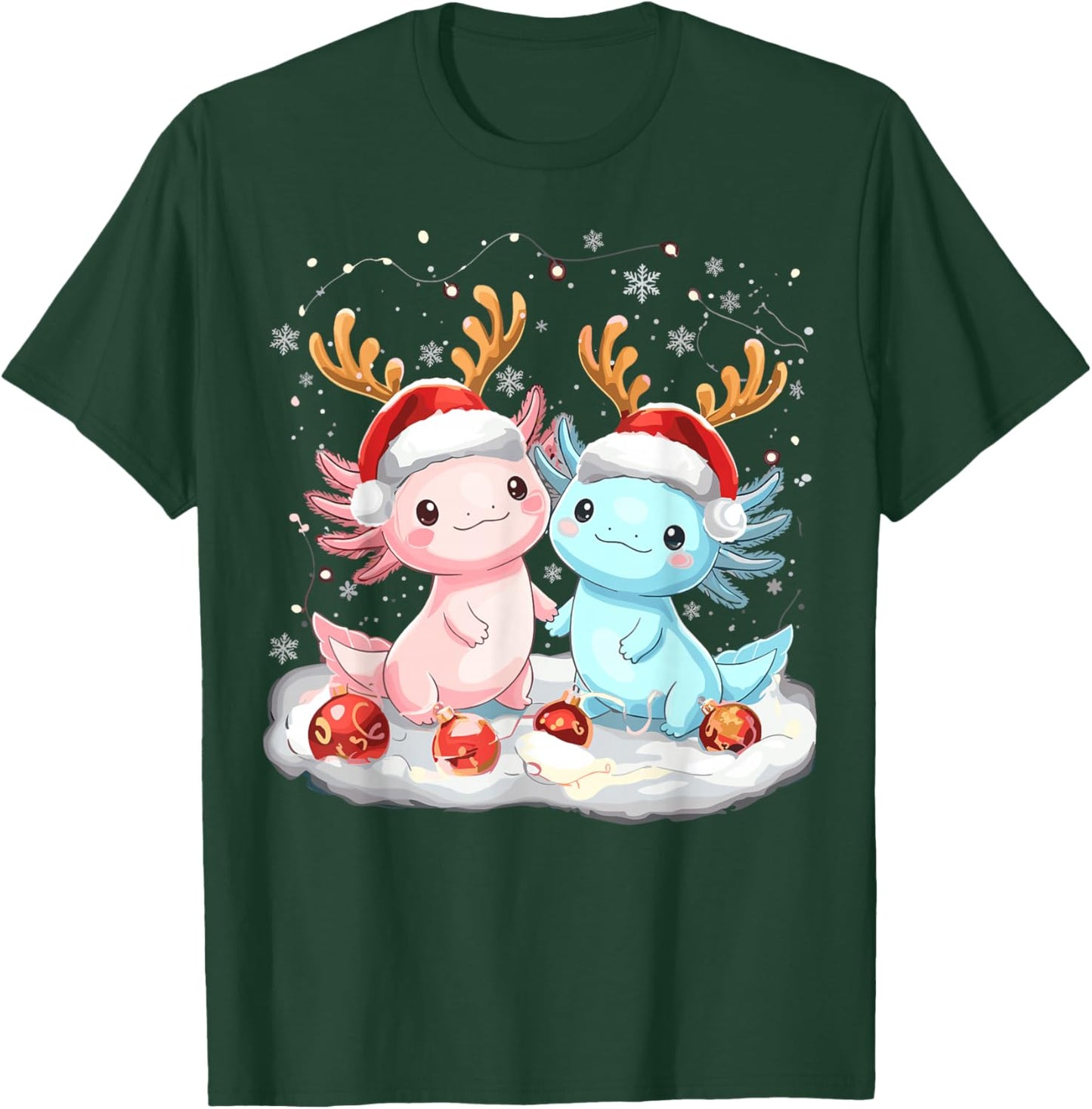 Christmas Axolotl Reindeer Xmas T-Shirt - T-Shirt | Forest