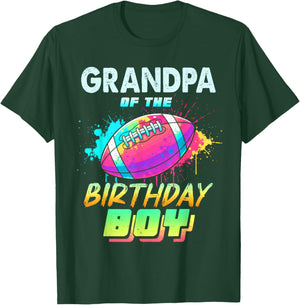 Grandpa of The Birthday Boy Football Matching Colorful T-Shirt - T-Shirt | Forest