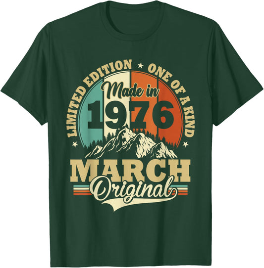 Vintage March 1976 Humor Gift Birthday 50 Years T-Shirt - T-Shirt | Forest