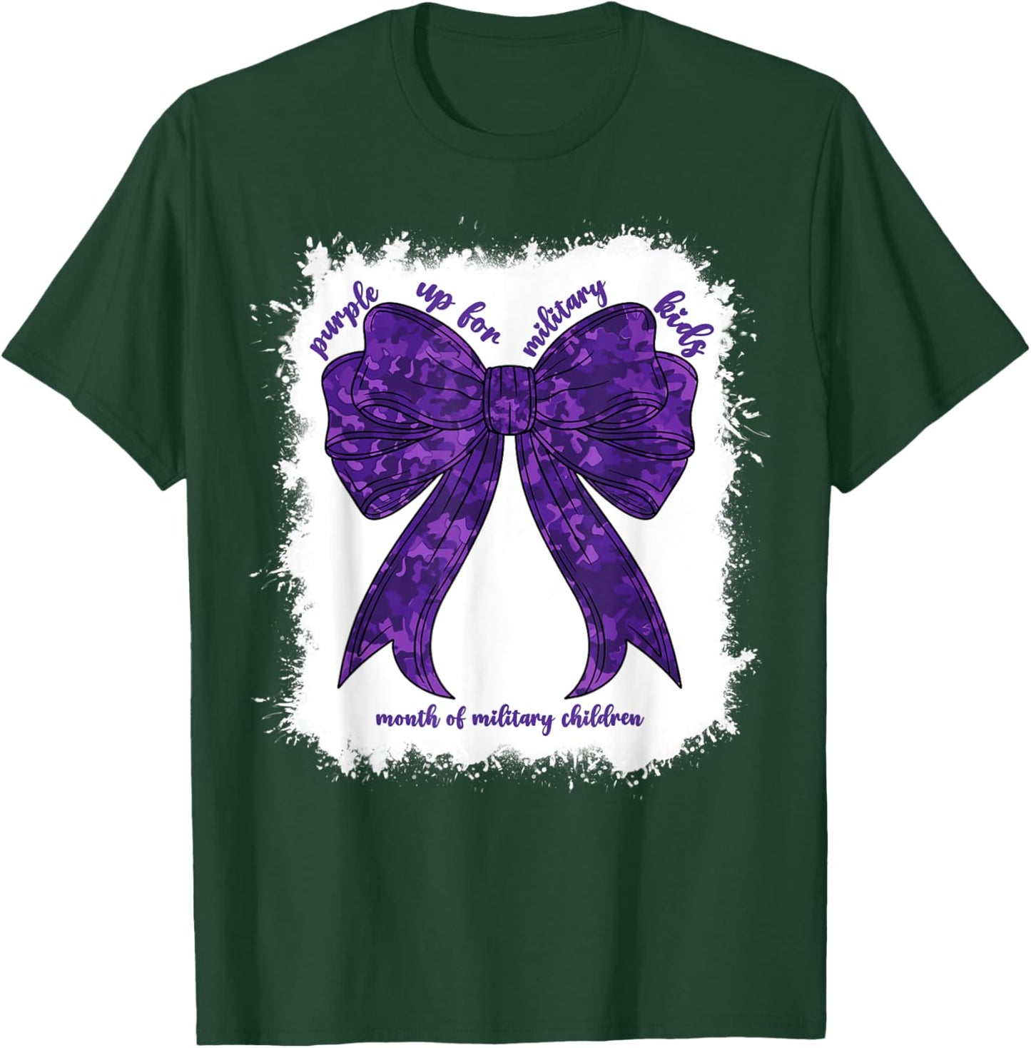 Purple Up For Military Kids Month Of Military Child Girl Bow T-Shirt - T-Shirt | Forest