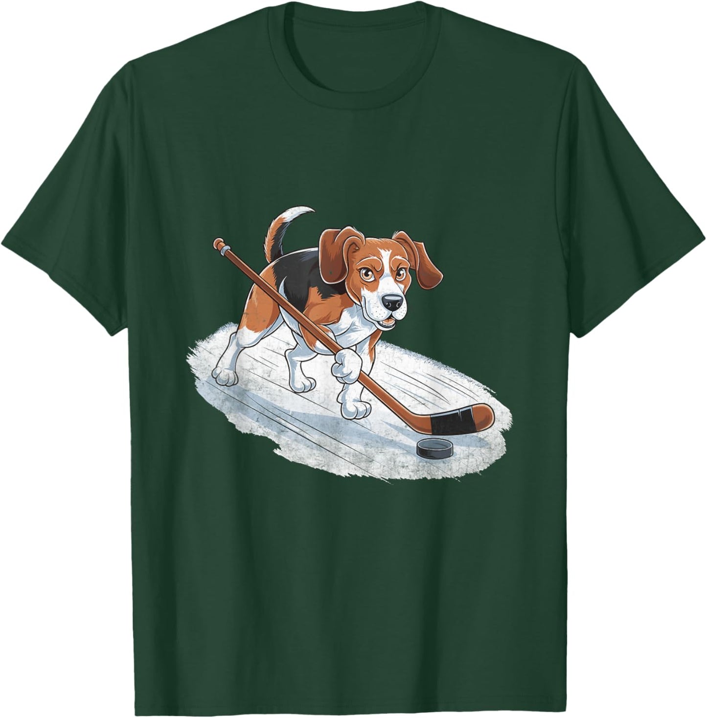 Beagle Playing Ice Hockey Beagles Dog Men Women T-Shirt - T-Shirt | Forest