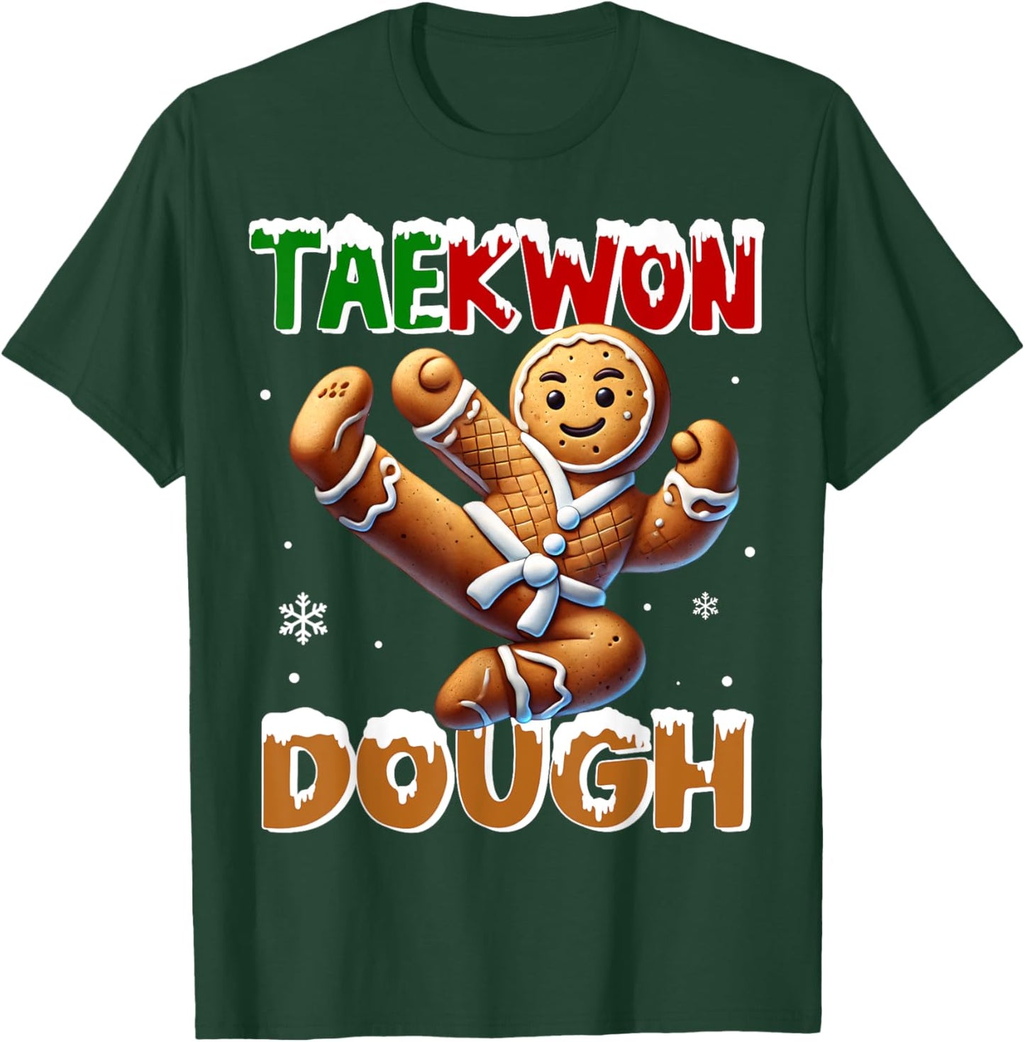 Funny Christmas Taekwondo TaeKwon Dough Ginger Bread Man T-Shirt - T-Shirt | Forest