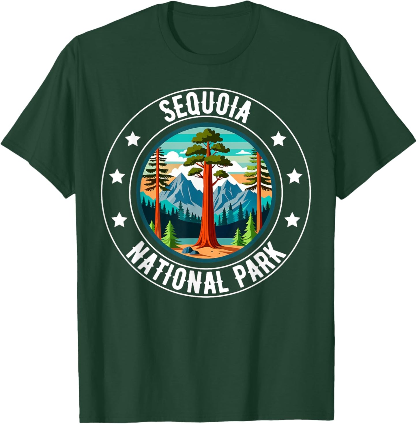 Retro Sequoia National Park Tree Hiking Camping Outdoor T-Shirt - T-Shirt | Forest