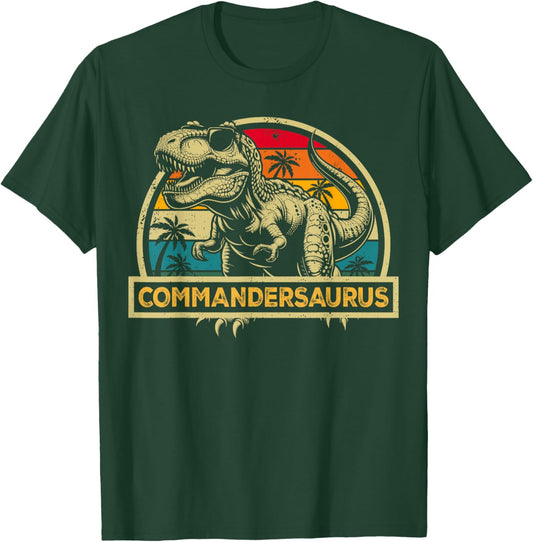 Commandersaurus Dinosaur Commander Saurus Family Matching T-Shirt - T-Shirt | Forest