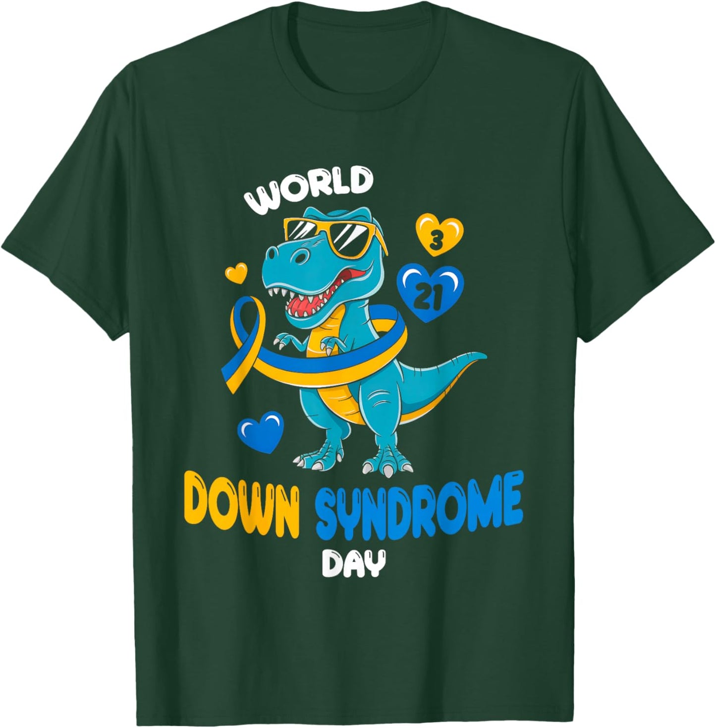 World Down Syndrome Day Trisomy 21 Awareness Dinosaur Funny T-Shirt - T-Shirt | Forest
