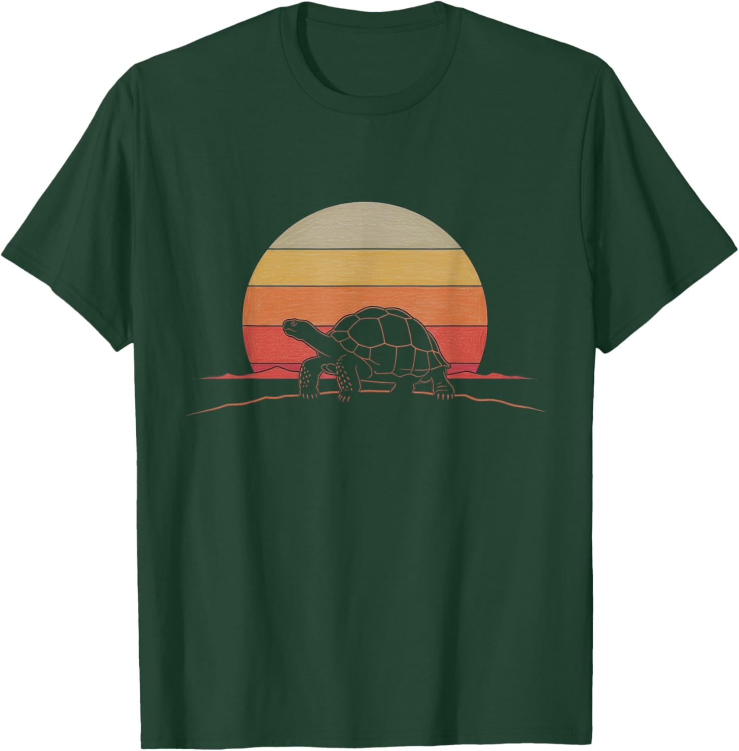 Retro Tortoise Drawing Art Design T-Shirt - T-Shirt | Forest