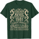 April 1981 - 44 Years Anniversary Gift Vintage 1981 , Black, S T-Shirt - T-Shirt | Forest