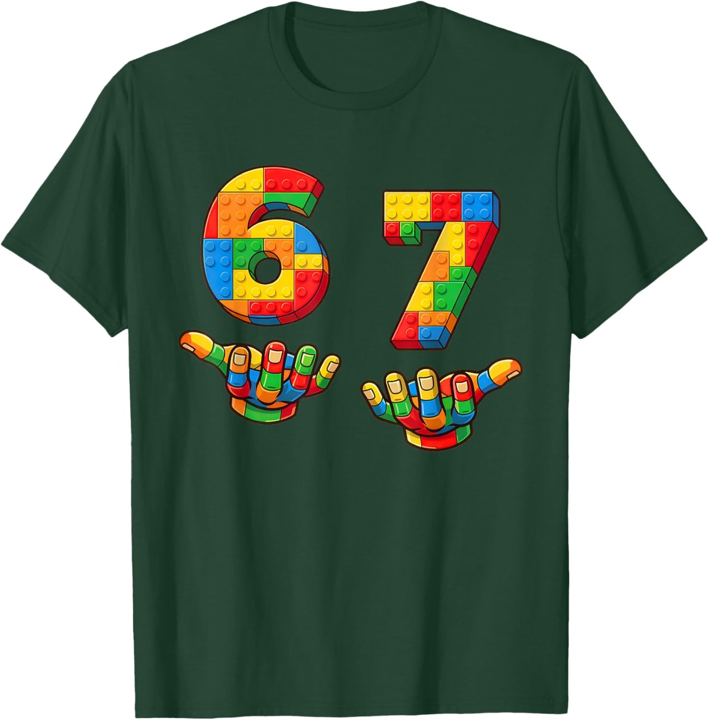 Building Blocks Six Seven 6 7 Meme Men Women Kids Funny 67 T-Shirt - T-Shirt | Forest
