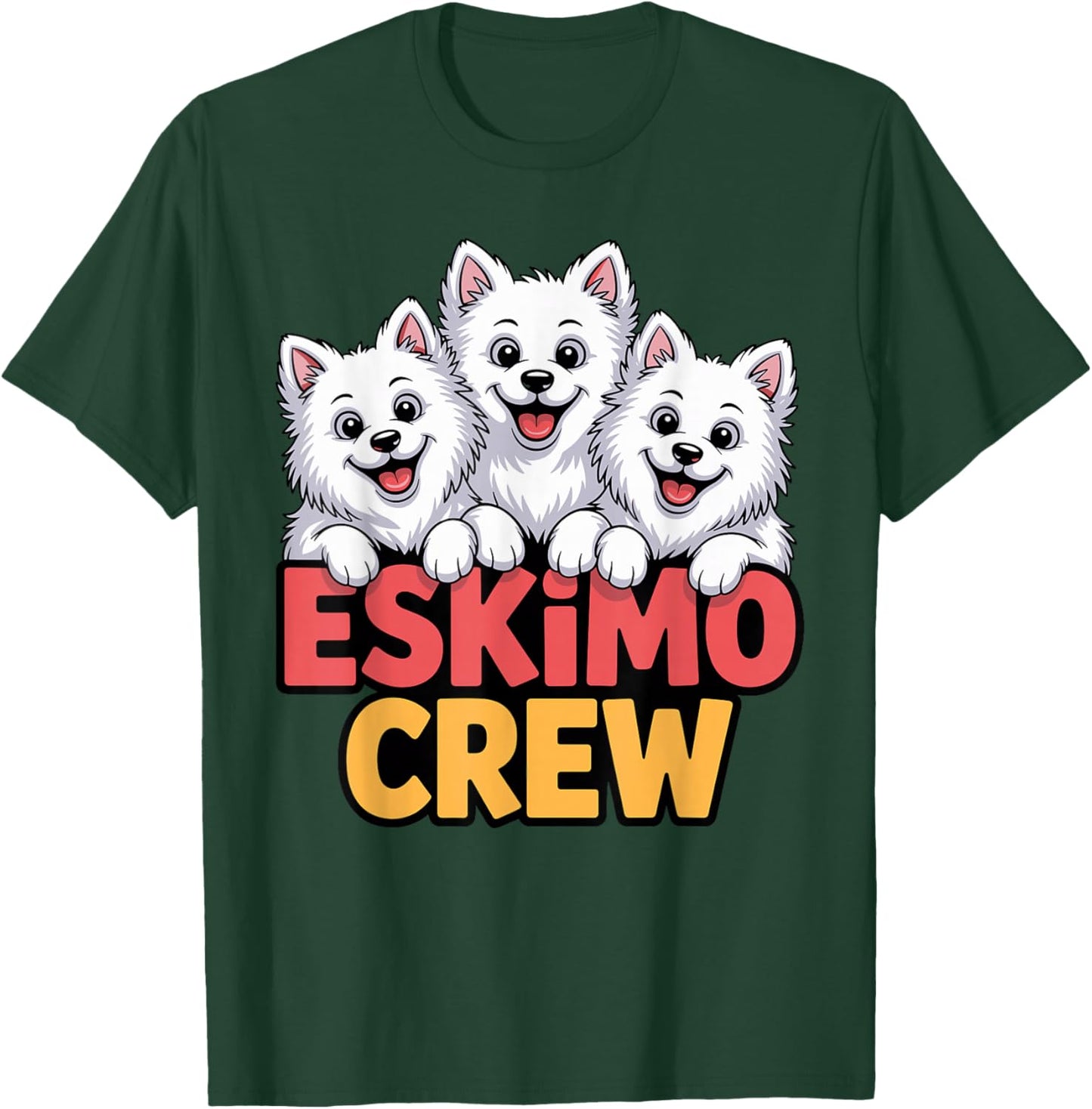 Eskimo Crew Cartoon Eskie Cute Pet Dog Breed American Eskimo T-Shirt - T-Shirt | Forest