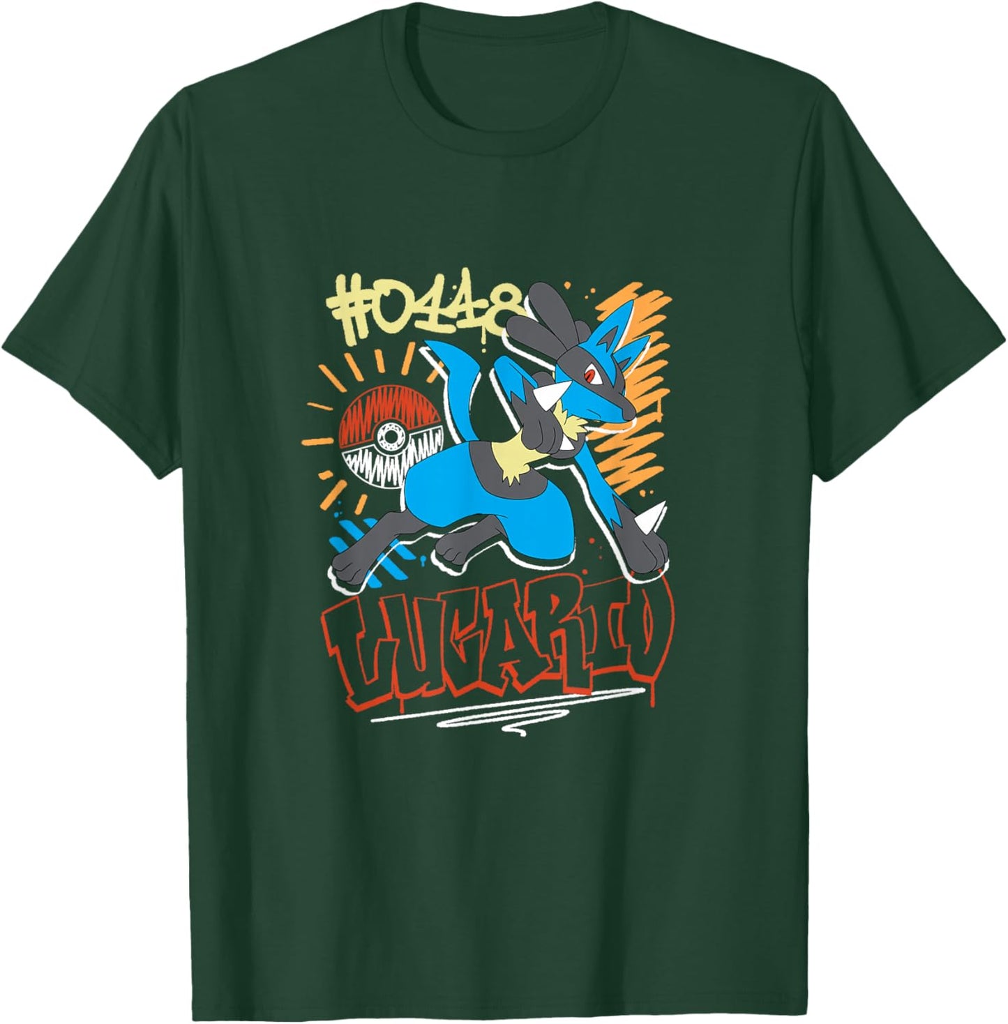 Pokémon - Fourth Generation - Lucario Streetwear Graffiti T-Shirt - T-Shirt | Forest