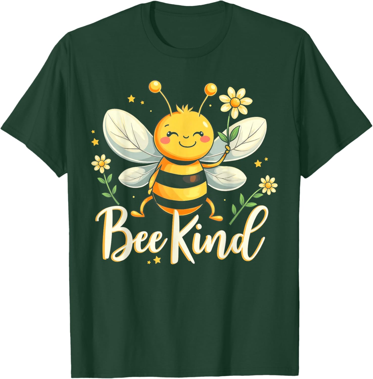 Bee Kind Cute bee with Flower Kindness T-Shirt - T-Shirt | Forest