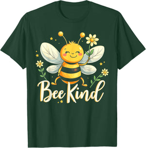 Bee Kind Cute bee with Flower Kindness T-Shirt - T-Shirt | Forest