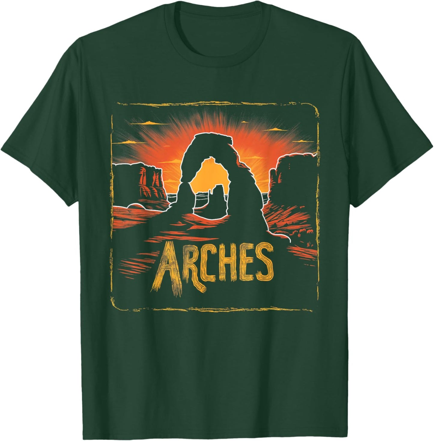 Arches - US National Park Utah Vintage Men Women Kids Retro T-Shirt - T-Shirt | Forest
