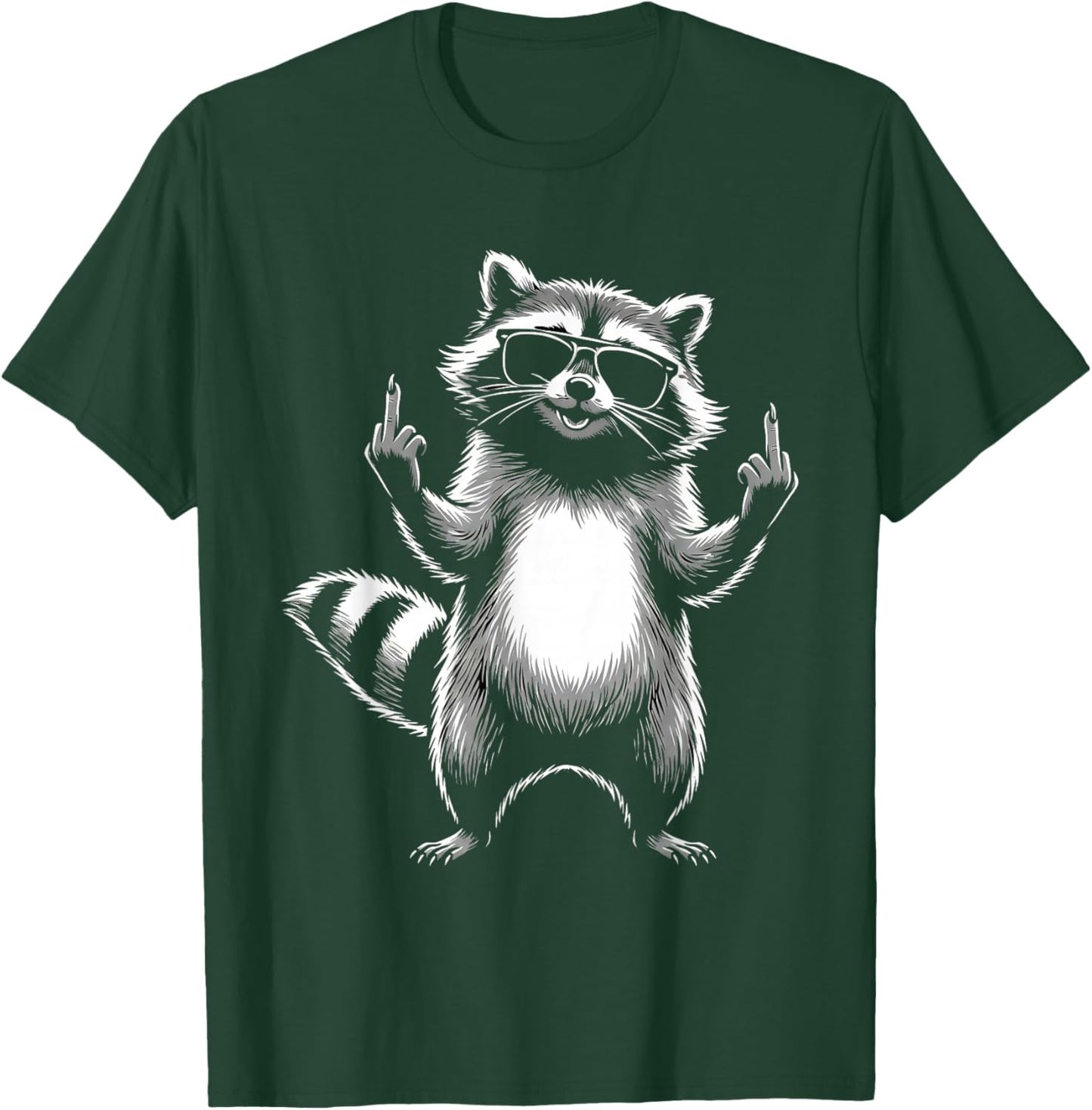Rockiger Waschbär zeigt Mittelfinger - Lustiges Waschbär T-Shirt - T-Shirt | Forest