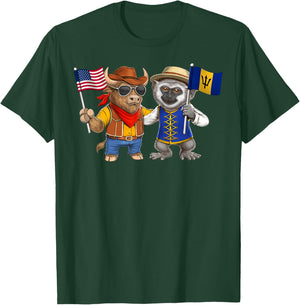 USA Barbados Flag Proud Barbadian American Roots T-Shirt - T-Shirt | Forest