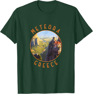 Meteora Greece Retro Distressed Circle Vintage T-Shirt - T-Shirt | Forest