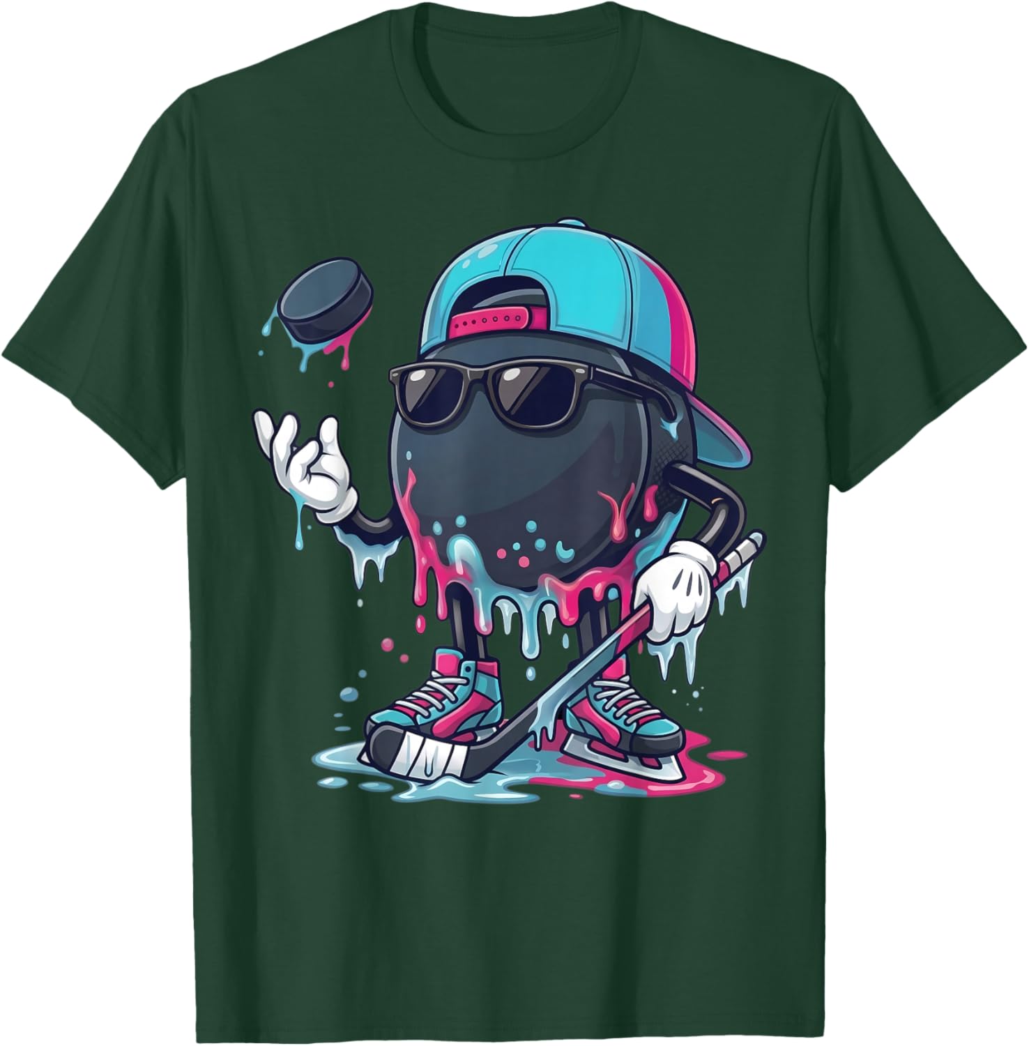 Ice Hockey Drip for Boys Ice Cream Drip Hockey Youth Player T-Shirt - T-Shirt | Forest